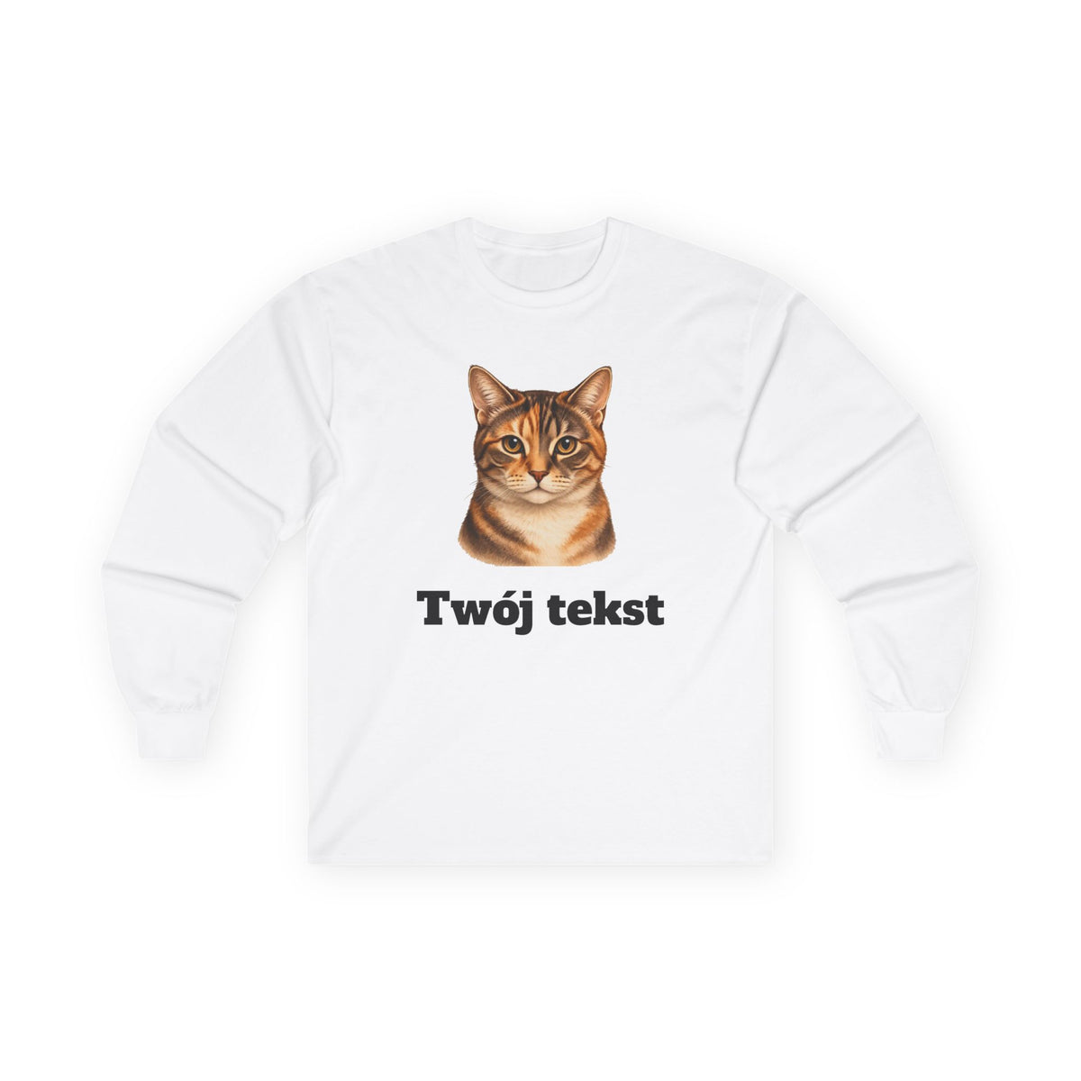 Bluza unisex typu longsleeve personalizowana - portret pupila oraz tekst