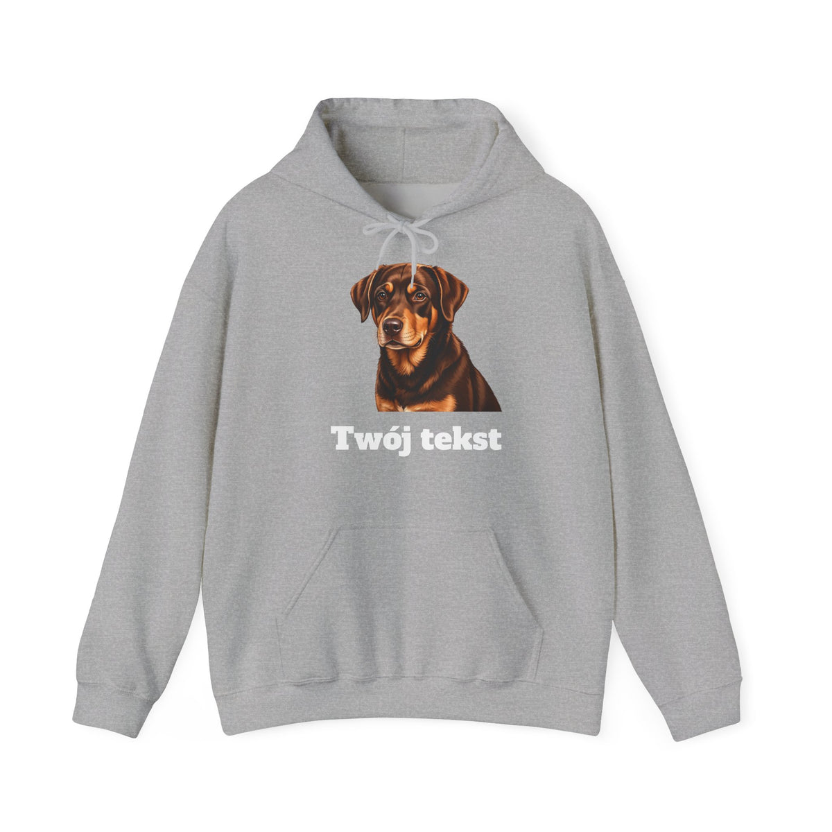 Bluza unisex z kapturem personalizowana - portret pupila oraz tekst