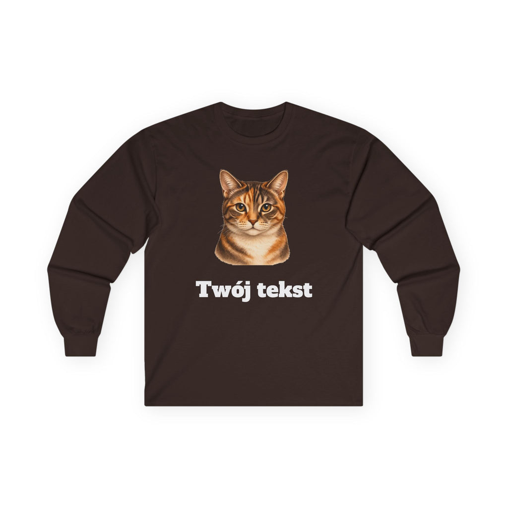 Bluza unisex typu longsleeve personalizowana - portret pupila oraz tekst