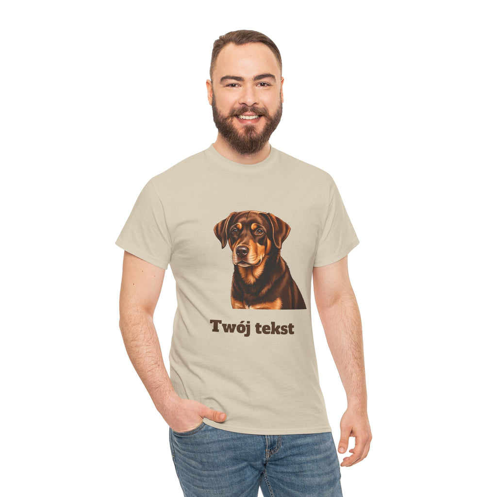 Koszulka bawełniana unisex  personalizowana - portret pupila oraz tekst