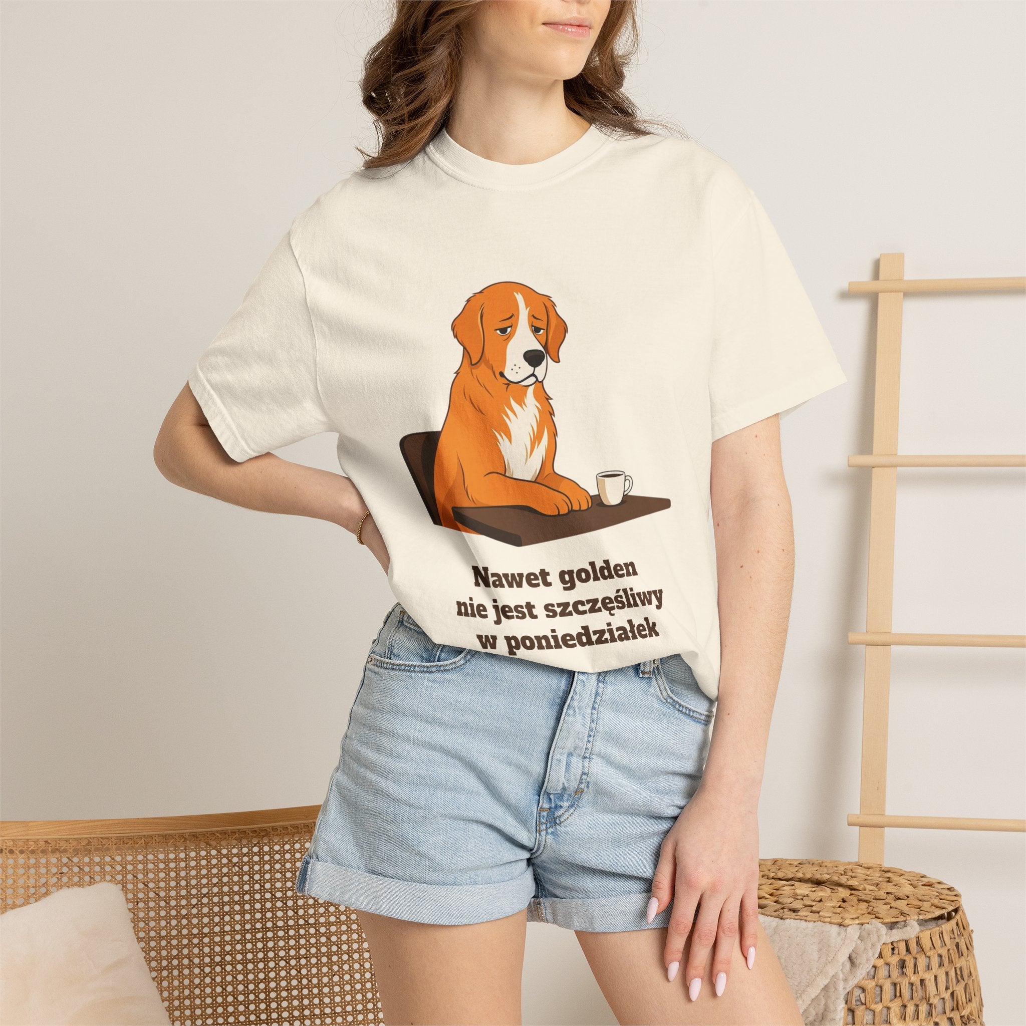 Koszulka unisex z Bawełny - Golden Retriever grafika