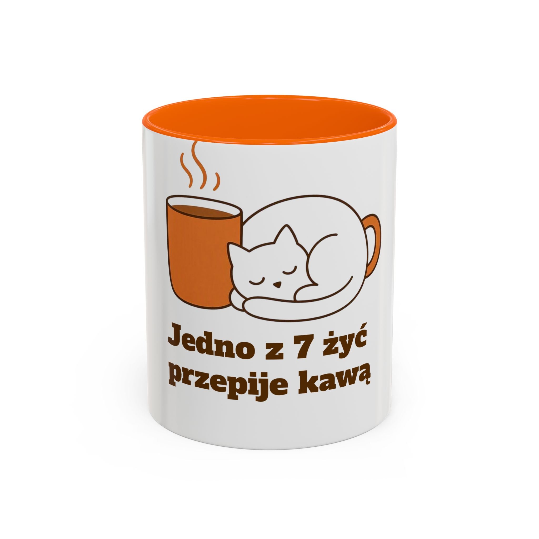 "Jedno z 7 żyć przepije kawą"  - Kubek ceramiczny