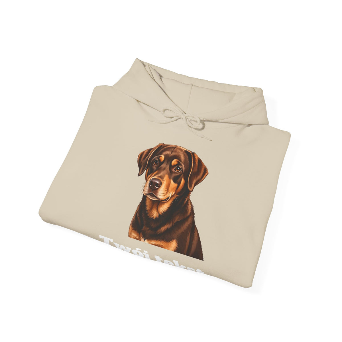 Bluza unisex z kapturem personalizowana - portret pupila oraz tekst