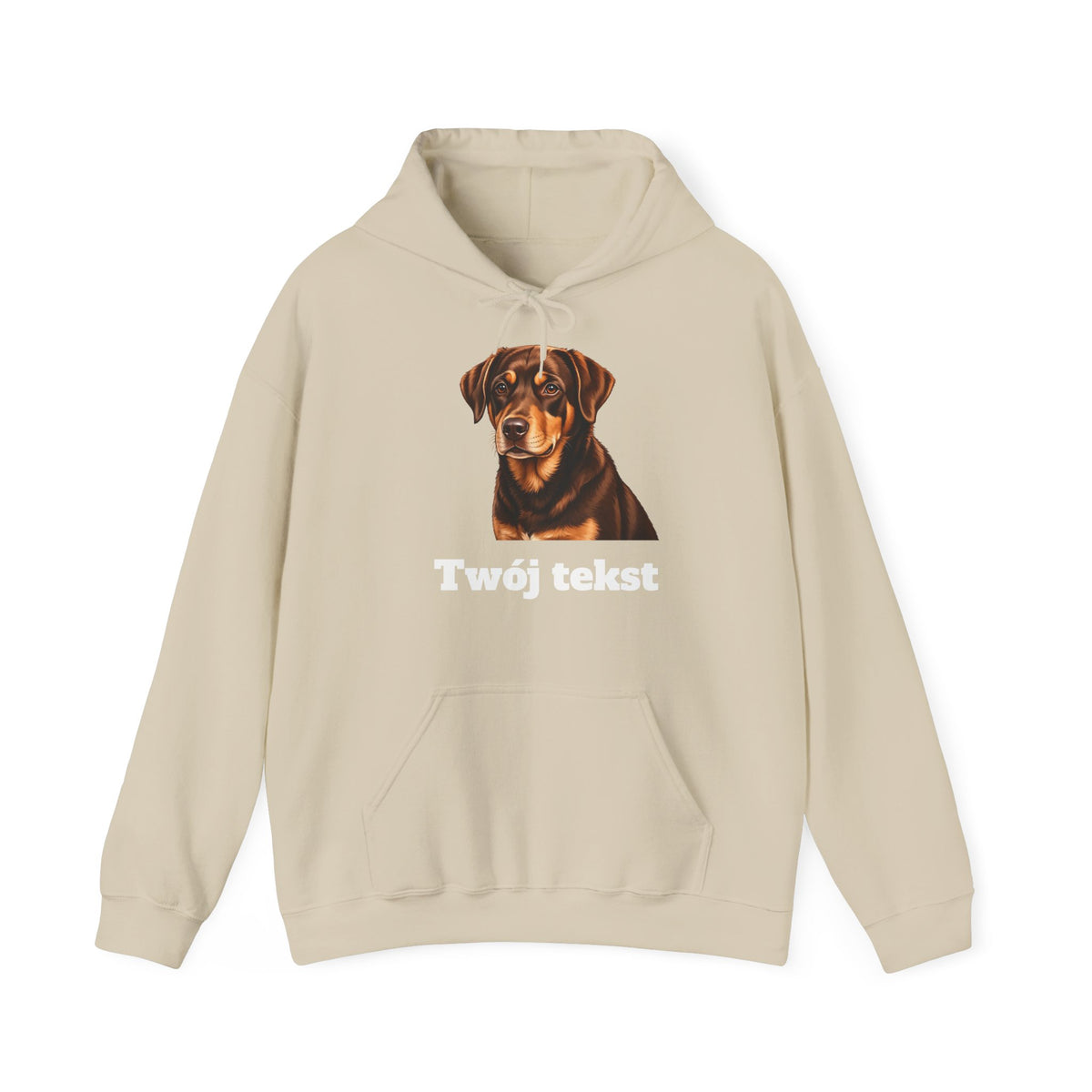 Bluza unisex z kapturem personalizowana - portret pupila oraz tekst