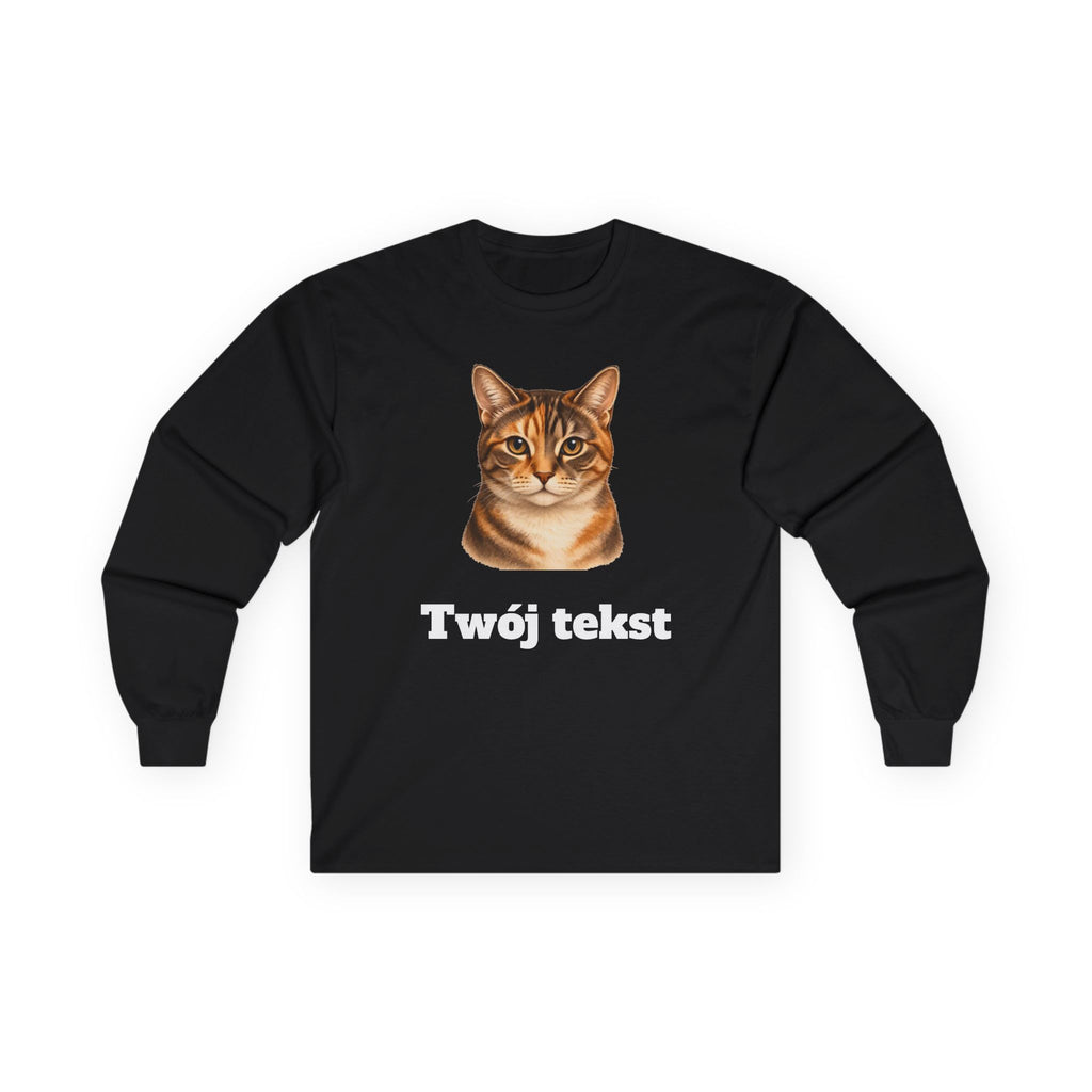 Bluza unisex typu longsleeve personalizowana - portret pupila oraz tekst