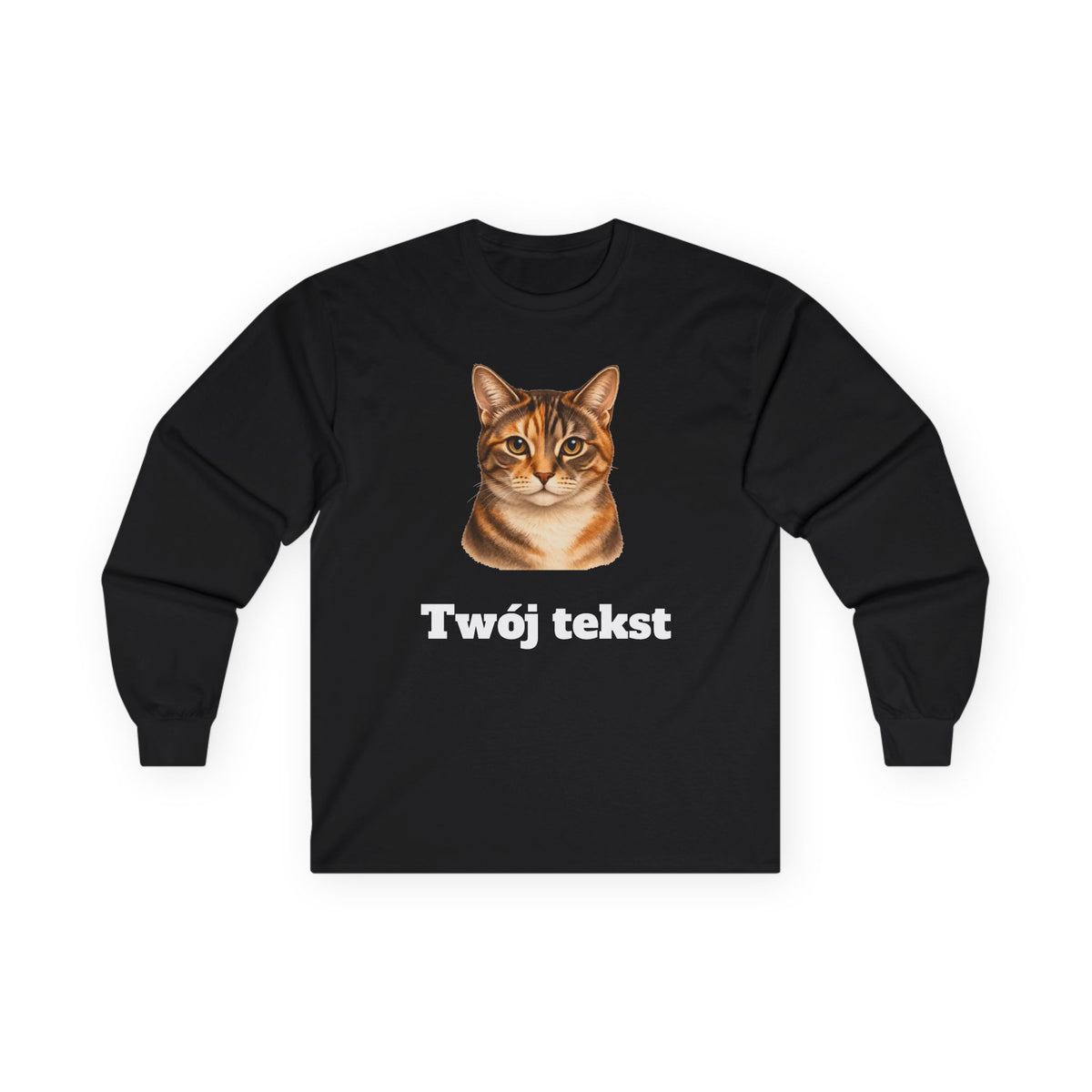Bluza unisex typu longsleeve personalizowana - portret pupila oraz tekst
