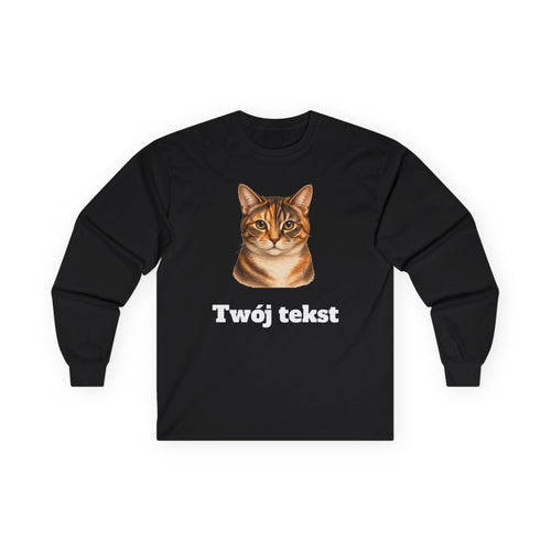 Bluza unisex typu longsleeve personalizowana - portret pupila oraz tekst