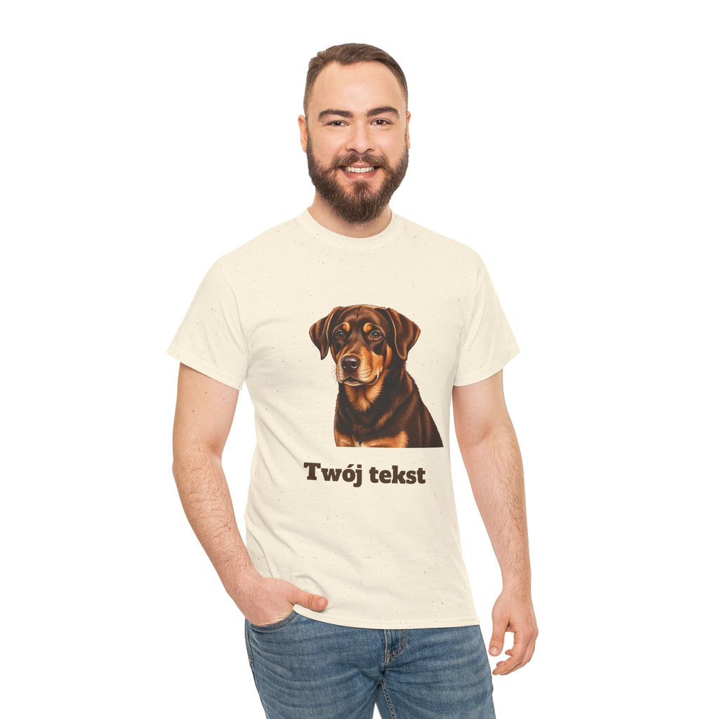 Koszulka bawełniana unisex  personalizowana - portret pupila oraz tekst